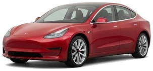 Red compact sedan